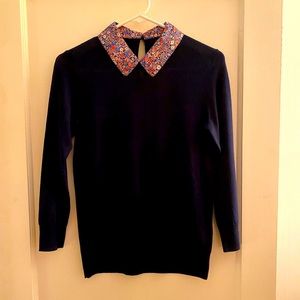 J.Crew Tippi Sweater with Liberty collar size XS. Navy blue. NWT